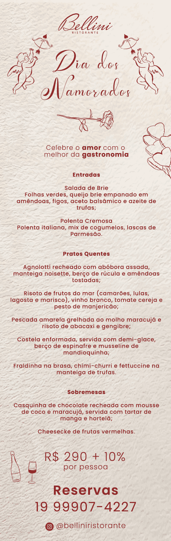 Cardápio especial para o dia dos namorados