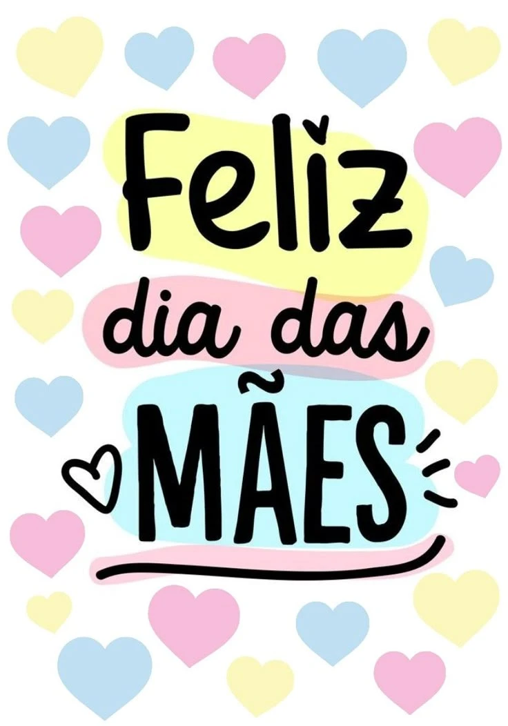 Mensagem de feliz dia das mães com cores pastel e coração decorativo, ideal para parabenizar às mães neste dia especial, transmitindo amor e gratidão.