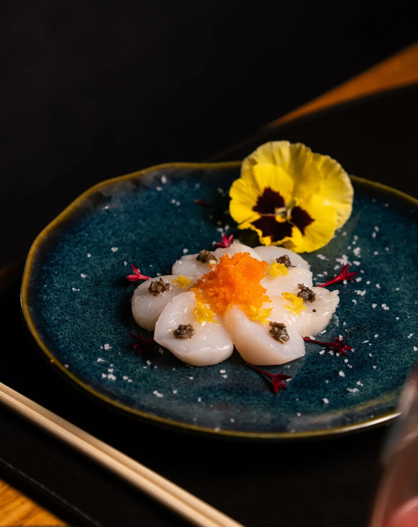 peças de sashimi de vieira