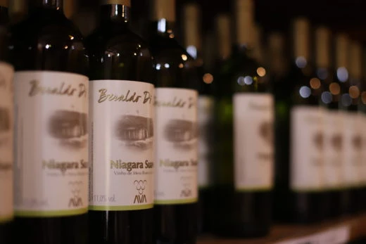vinhos na prateleira de uma loja, destacando a embalagem e o rótulo, ideal para apreciadores de vinhos de qualidade